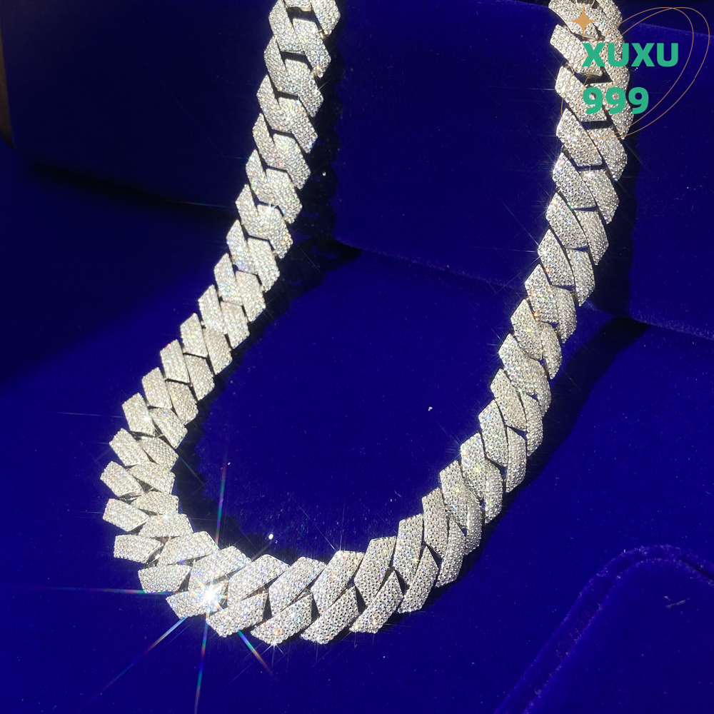 OACOCA Hip Hop 925 Real Gold Full Moissanite Diamond 18K Cuban Link Chains for Man