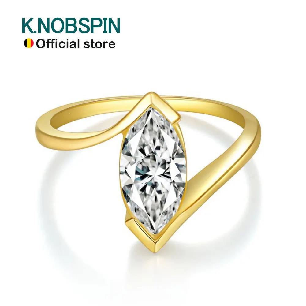 KNOBSPIN 5*10mm 1ct Pear Cut Solitaire Rings for Women D VVS1 Lab Diamond Fine Jewelry Solid 925 Silver Wedding Ring 250610