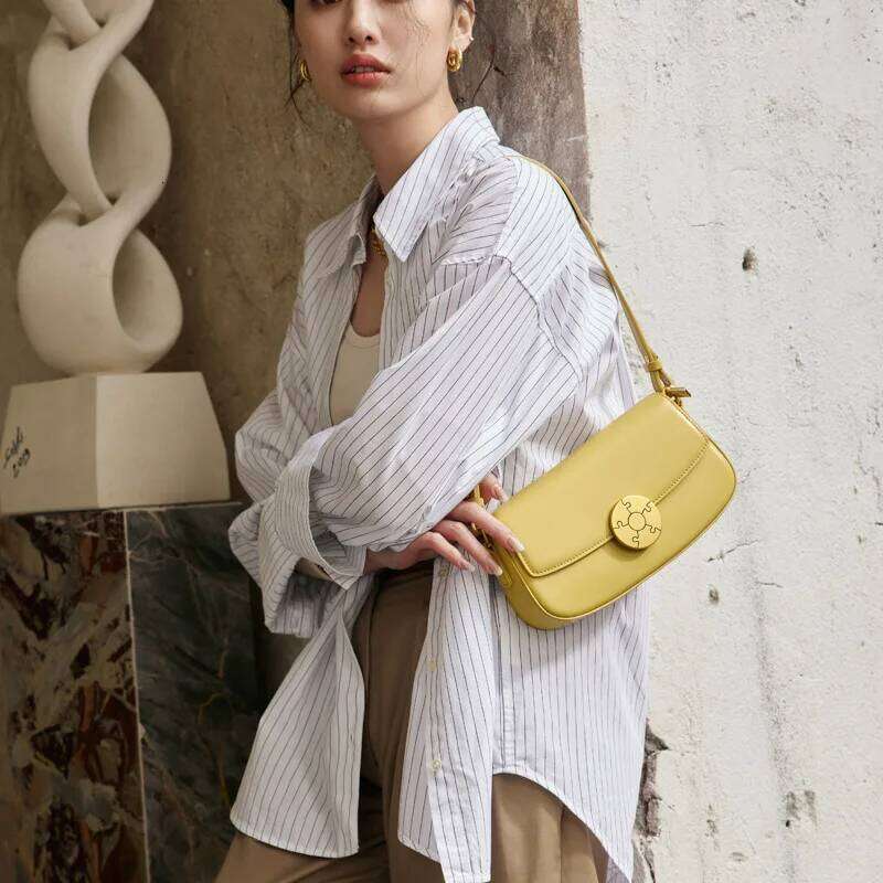 2024 New Arrive Woman Shoulder Cowhide Small Square Retro Style Stick Genuine Leather Women's Bag