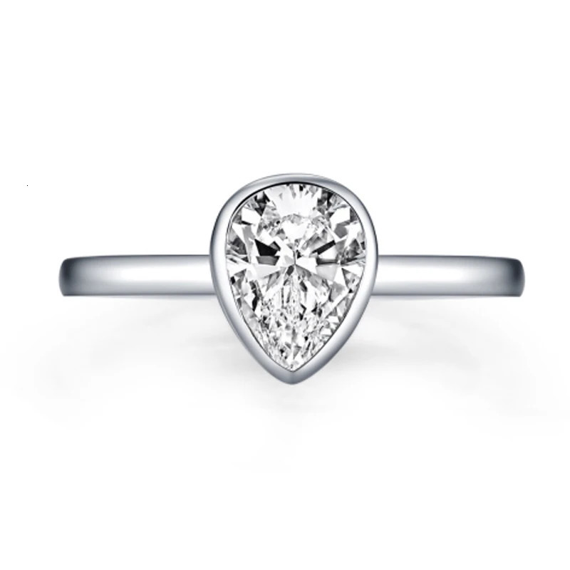 OXTAO GRA Certified Solitaire Rings Female 925 Silver Classic 1.25CT Pear Cut Engagement Promise Wedding Band Ring Jewelry 250610