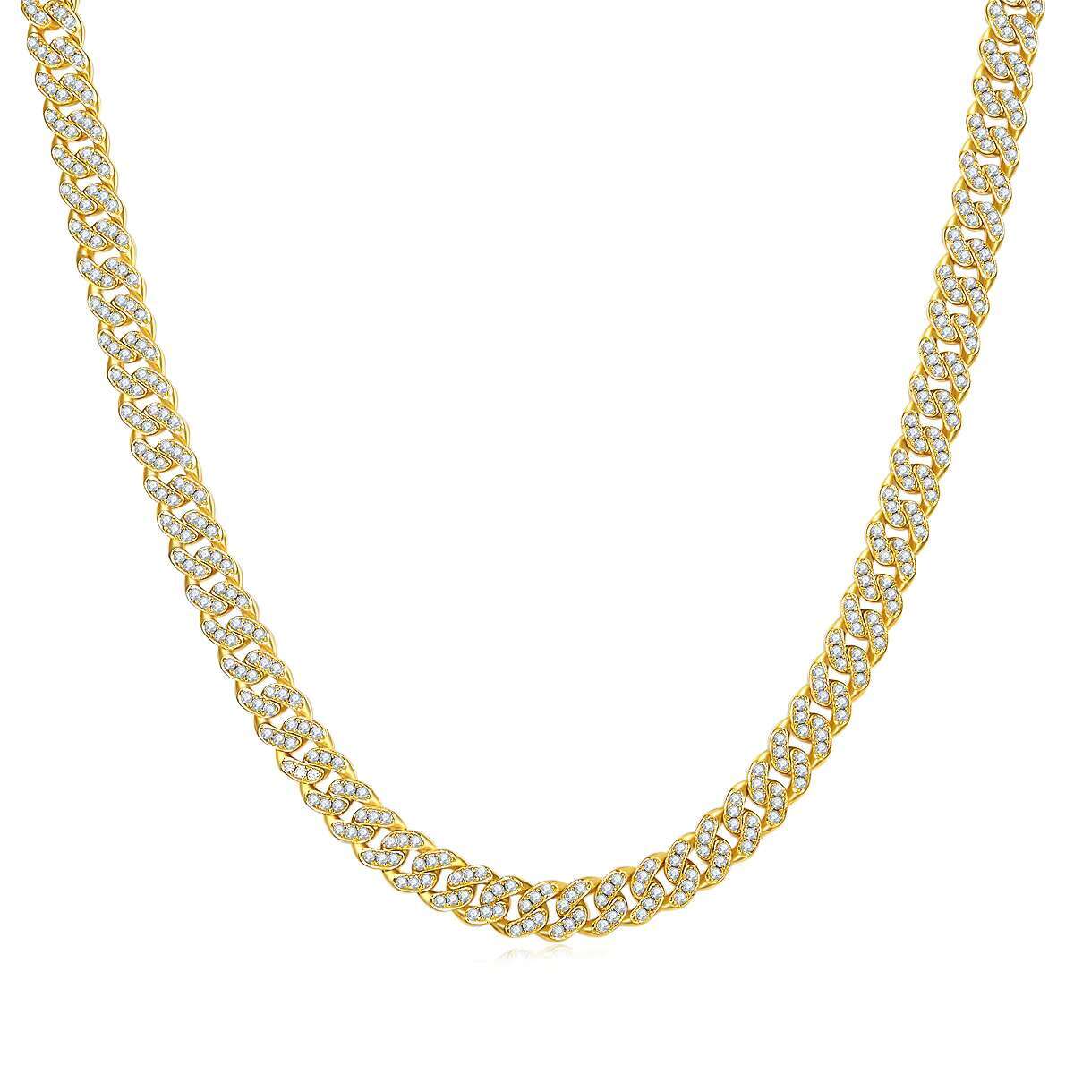 OACOCA Moissanite Cuban Necklace for Men - 8mm Thick 925 Sterling Silver Jewelry