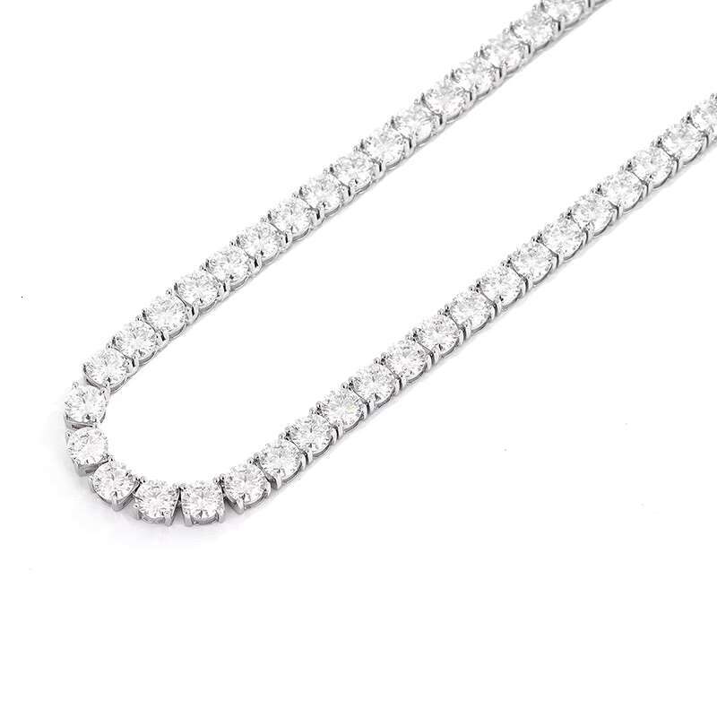 OACOCA 925 Sterling Silver 6.5MM 1 Round Cut D Color VVS1 Classic Diamond Necklace Moissanite Tennis Necklace for Men Women