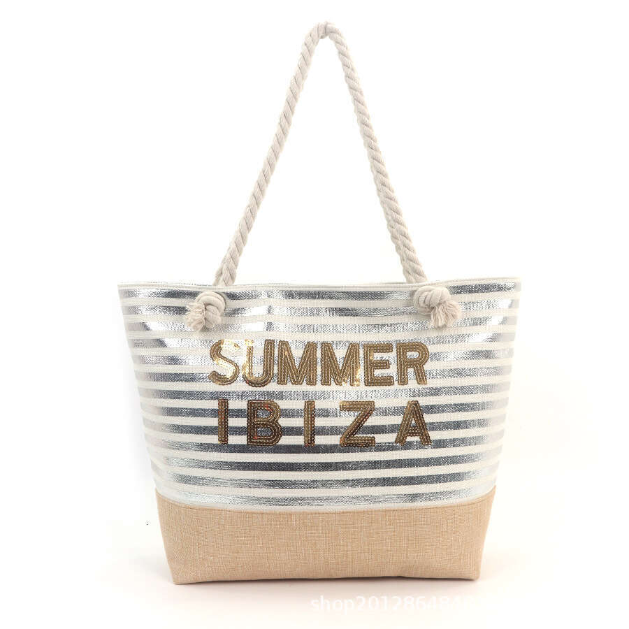 Women's Fashion Canvas Embroidered Letter Storage With Personalization Beach Bag Multiple Designs