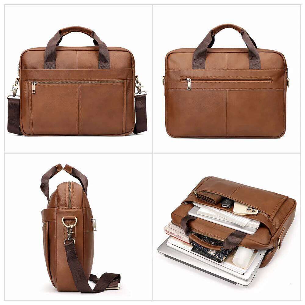 HUMERPAUL Briefcase Men Genuine Leather Shoulder Messenger Bags Business Computer For Work Travel Male Totes Bag Quality