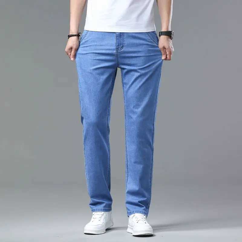 Summer yeni erkek mikro elastik dz bacak denim pantolon ekilli ve cilt dostu birden fazla boyutta i erkek pantolonu M250610