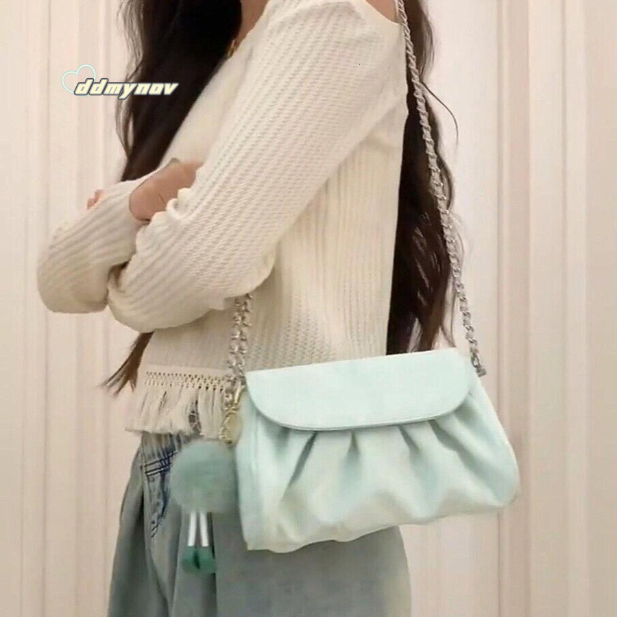 2024 New Chain Texture Crossbody for Women High-end Exquisite Phone Small Soft Leather Summer Cloud Bag ddmynov