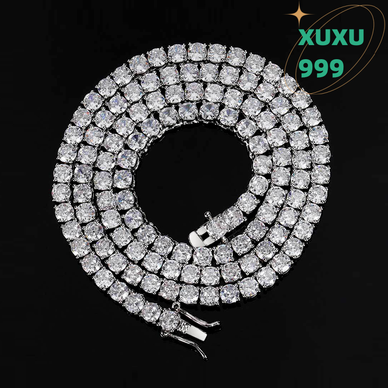 OACOCA Hip Hop Moissanite Necklace Fine Jewelry 925 Sterling Silver VVS VS Diamond Necklace Custom Jewelry 14k 18K Tennis Chain