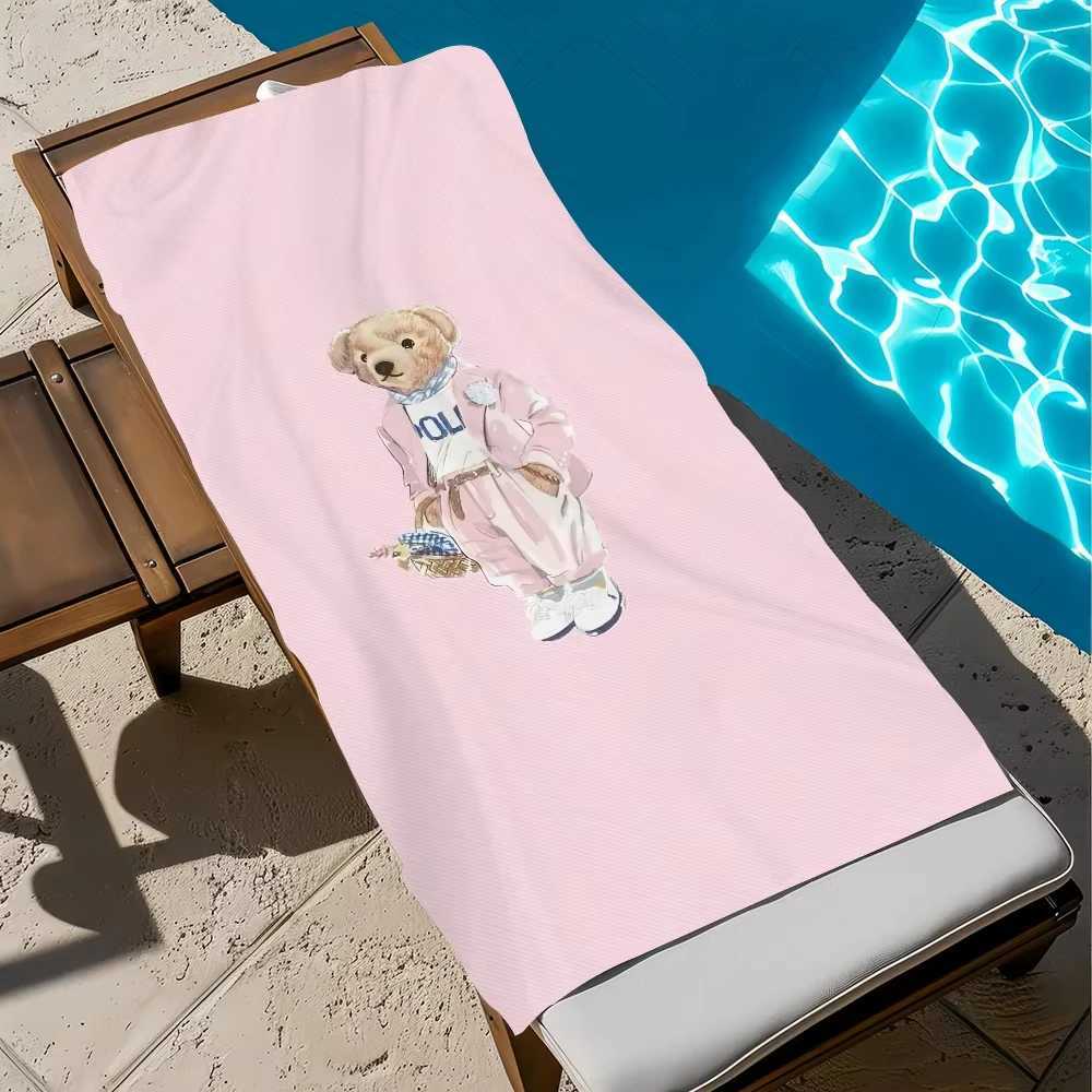 Fashion P-polo Bears Printed Towel Pool Beach Portable Quick Dry Sand Outdoor Swimming Travel Blanket Thin Mat Bath Towels S25610