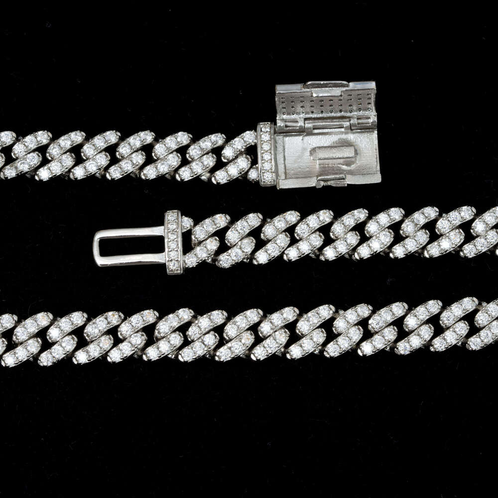 OACOCA 6-8mm Moissanite Cuban Link Necklace 925 Sterling Silver for Men Women Hip Hop Style from