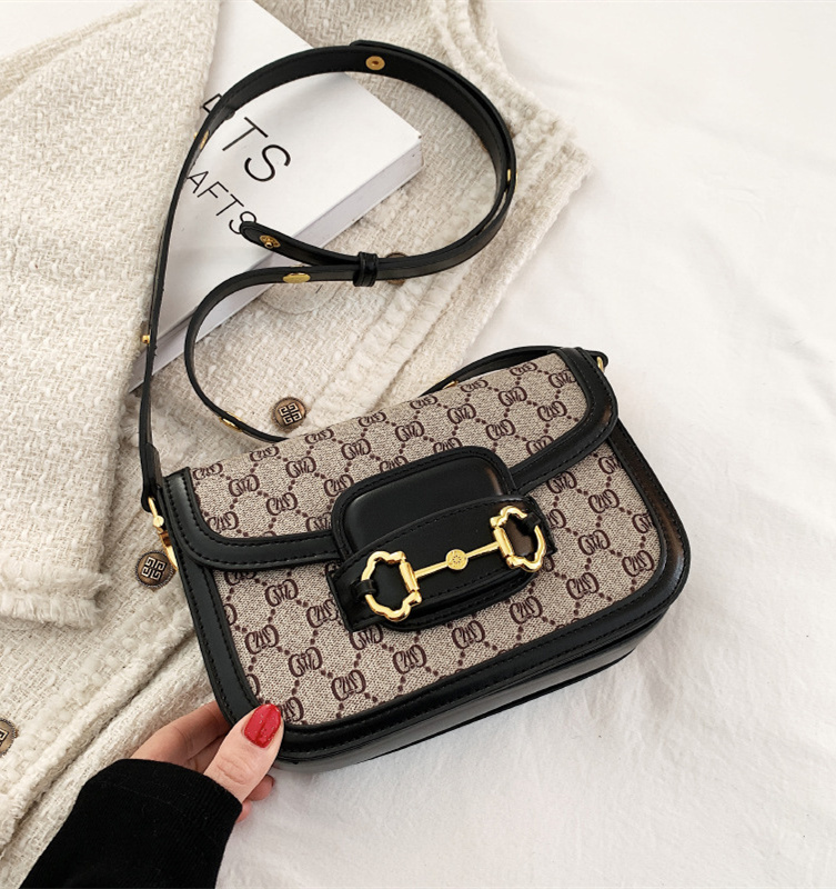 Free shipping 2025 new designer high-end women's bag fashion temperament printed small square bag saddle bag versatile shoulder crossbody bag bla