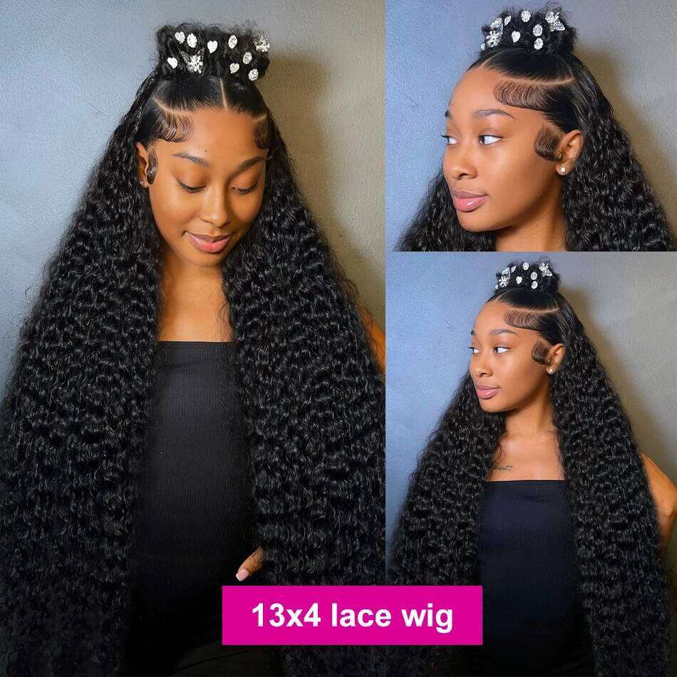 30 40 Inch Deep Wave 13x4 Front Human Hair 220 Density 13x6 HD Lace Frontal Curly 5x5 Glueless Closure Wig For Women