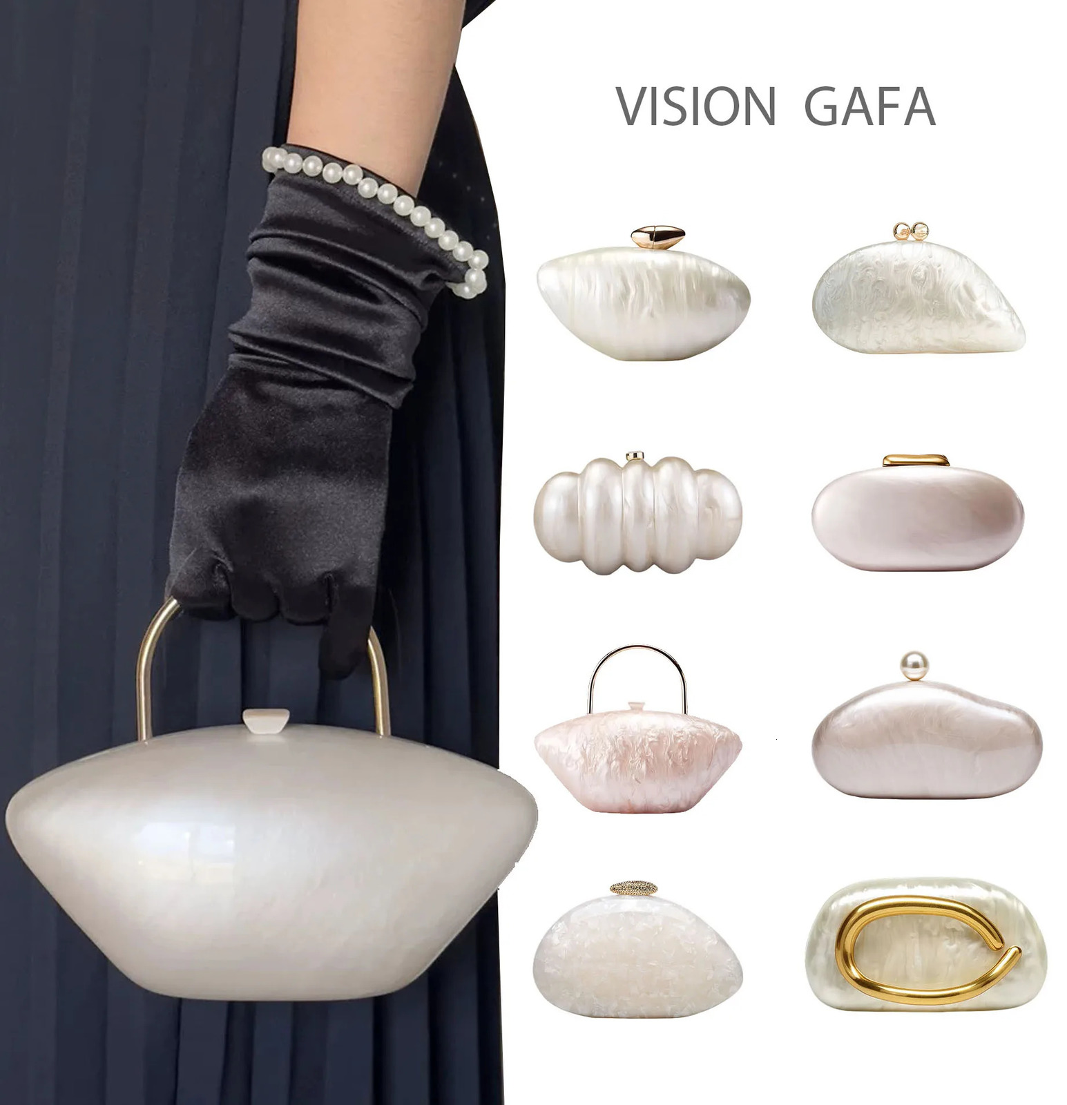 y Acrylic Lady Bag Fashion and Personalized Dinner Single Shoulder Crossbody cute ivory pearl color purse 250605