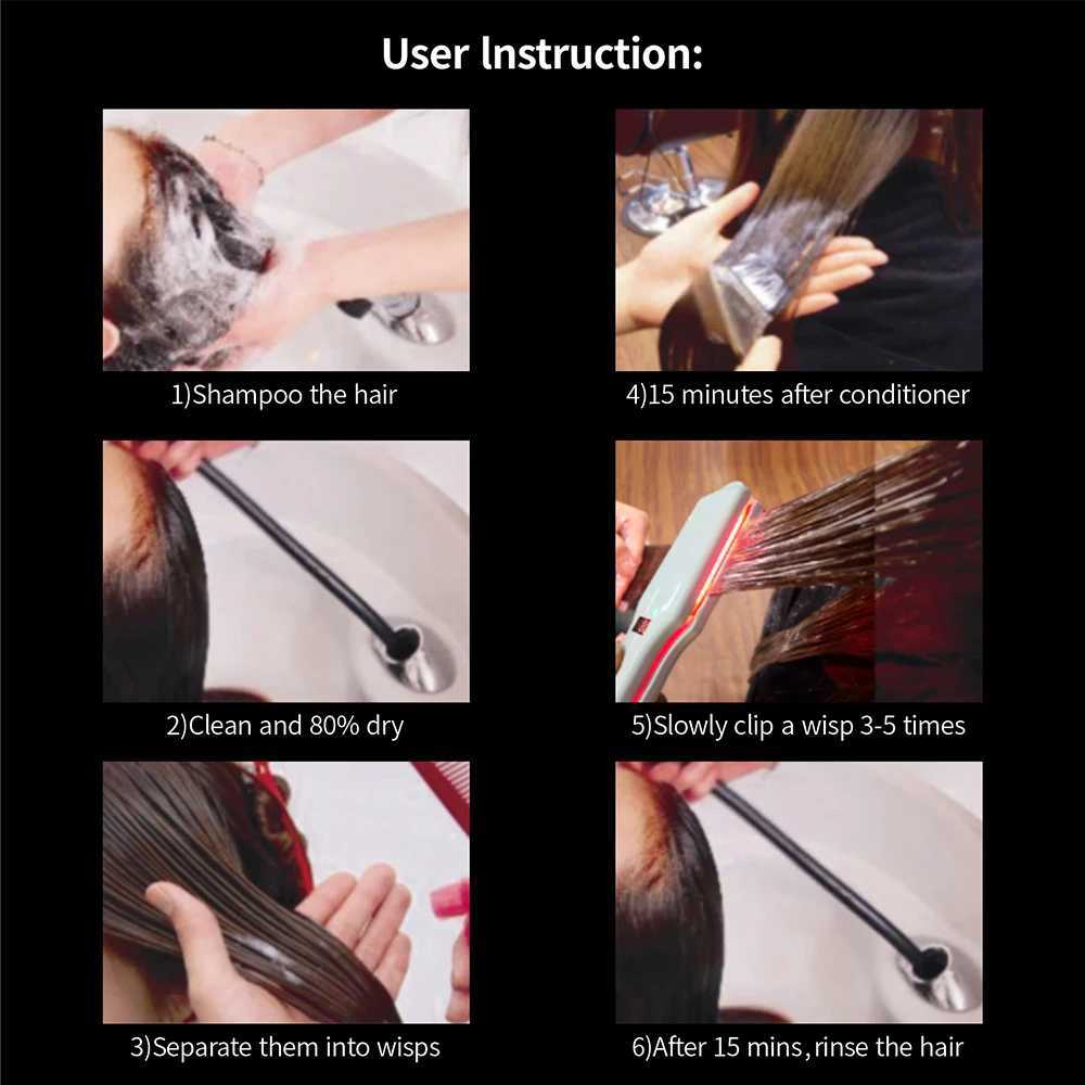Ultrasonic Infrared Hair Care Iron Keratin Argan Oil Recovers Damaged Wide Plate Hair Straight LCD Display Treatment Cold Irons W250610