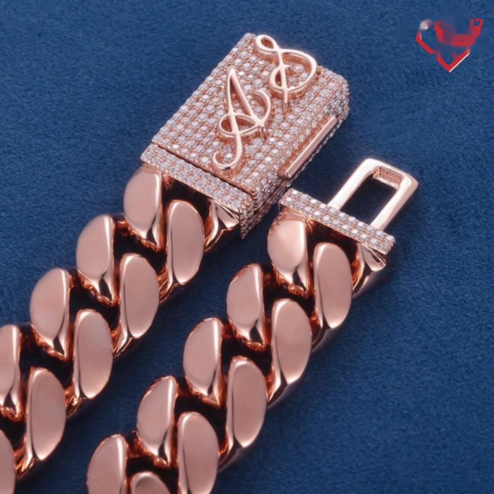 OACOCA Custom Cuban Chain Plain 15mm S925 Silver 10k 14k 18k Solid Gold Hiphop Moissanite Clasp Cuban Link Chain