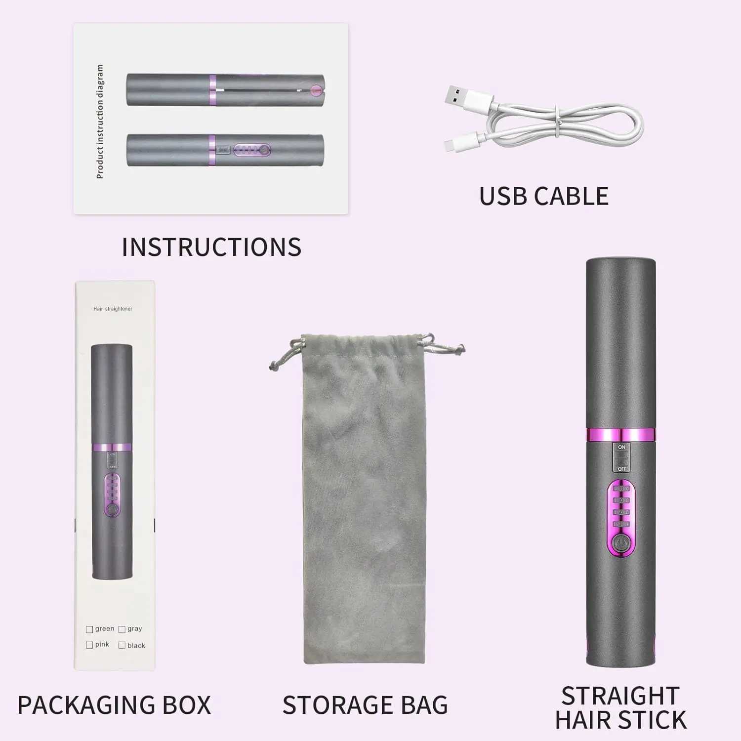 2 in 1 Hair Straighteners Hair Curler Mini Flat Iron A Portable Cordless Straightener with 5000mAh Battery Beard Straightener W250610