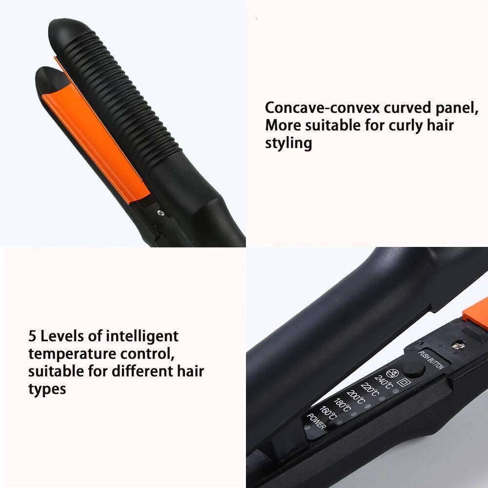 Curler Ceramic Coated Curved Hair Waver PTC Heater Curling Irons Straightener Crescent Plate Fast Heating Flat Iron