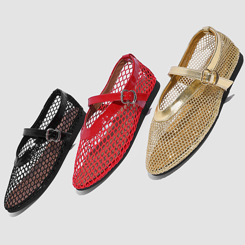 designer sandals mesh hollow flats heels summer sandal light breathable women shoes mary jane elegant comfort ballet walking shoes