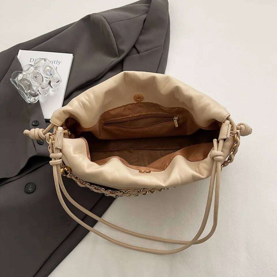 Small Design Women's Soft PU Leather Cloud Hobo Shoulder Crossbody Bag Elegant Dressy Handbag Dumpling Party Clutch Purse