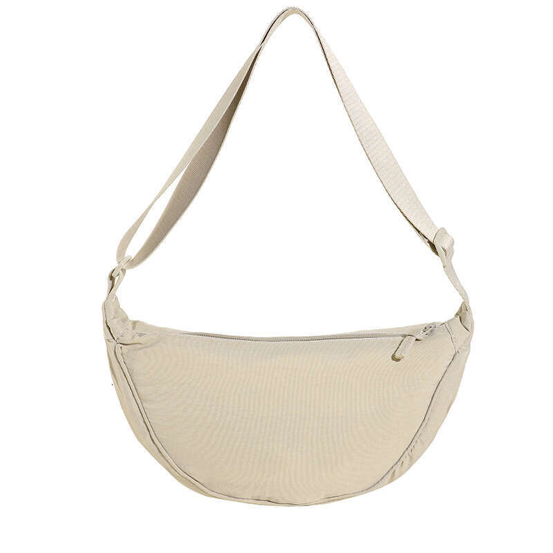 Korean Style Washed Fabric Pleated Dumpling Solid Color Simple Lightweight Shoulder Versatile Casual Underarm Crossbody Bag
