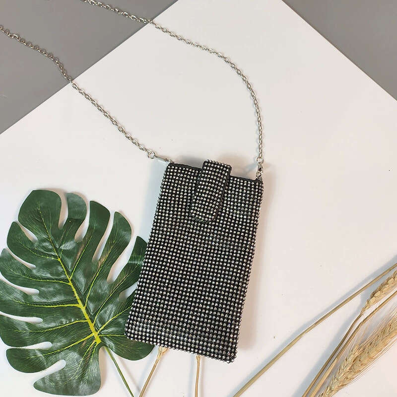 Fashionable Niche Phone New Simple Shoulder Trendy Chain Crossbody Rhinestone Evening Bag