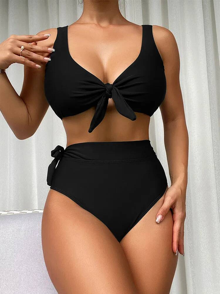 Sexy Micro Bikini Sets Swimwear Women 2023 Solid V-neck Two Piece Swimsuit Beach Swimming Bathing Suit Monokini Biquini Outing