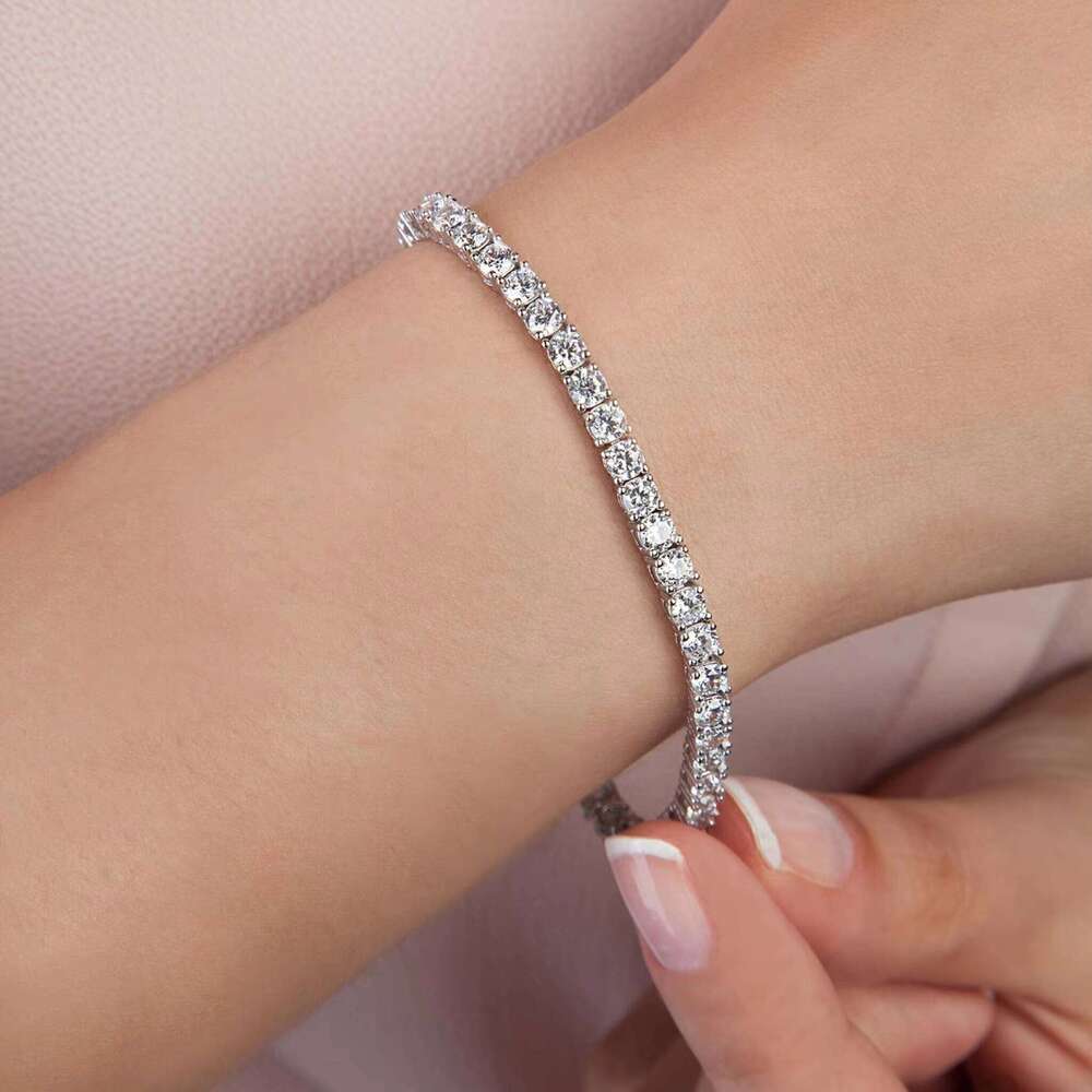 DHcollections Classic Tennis Bracelets for Women Gold Cubic Zirconia Plated 4.0mm Zinc Alloy Stainless Steel Jewelry Unisex