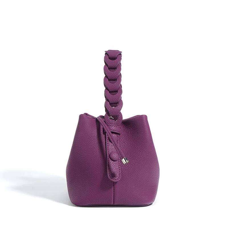 French Elegant Bucket Head Layer Cowhide Handbag Genuine Leather Commuting Versatile One-Shoulder Crossbody Women's Bag