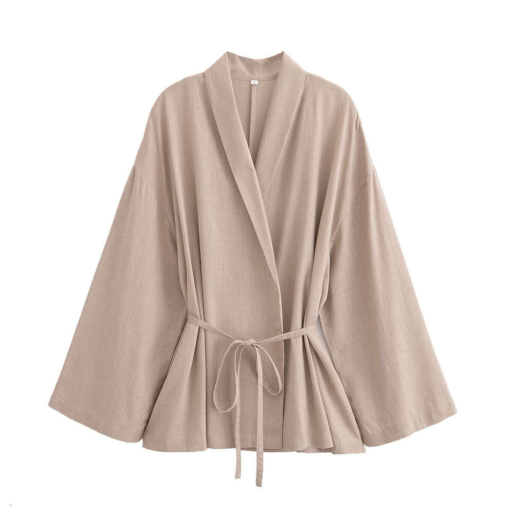 Spring New Style Textured Double Collar Kimono-Style Outerwear27734pants4391423 B5