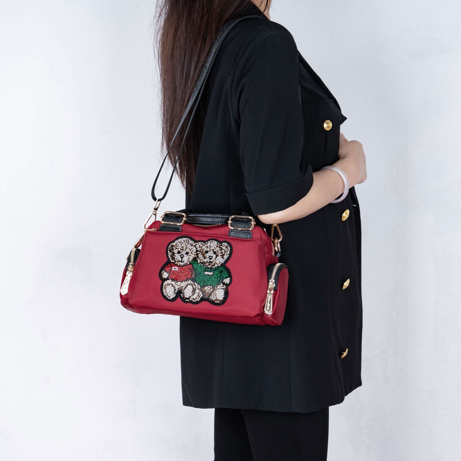 Free Shipping New Simple Crossbody Bag Women's Luxury Small Panda Diamond-encrusted Handbag Lightweight Phone Bag For Girls Shoulder Bag For Desi