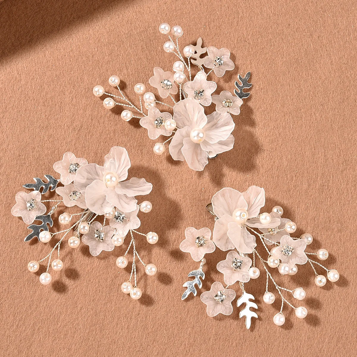 3pcs Flower Hair Jewelry Clips Bride Pearl Core wedding Decorative Clip Hair Accessories for women DIY Hair Styling 250610