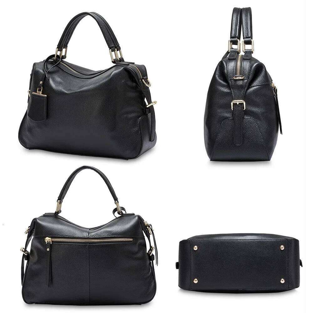 Zency Fashion Women Tote Bag 100% Genuine Leather Handbags Female Boston Charm Messenger Crossbody Purse Shoulder Bags