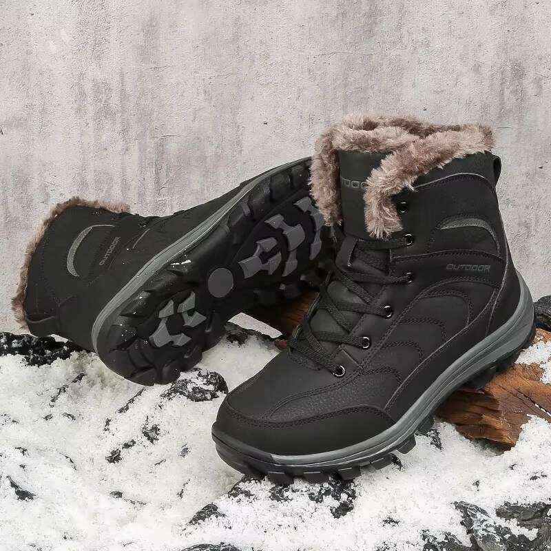 Men's Large Size Wear-resistant Non-slip Outdoor Hiking Plus Veet Warm Cotton Shoes