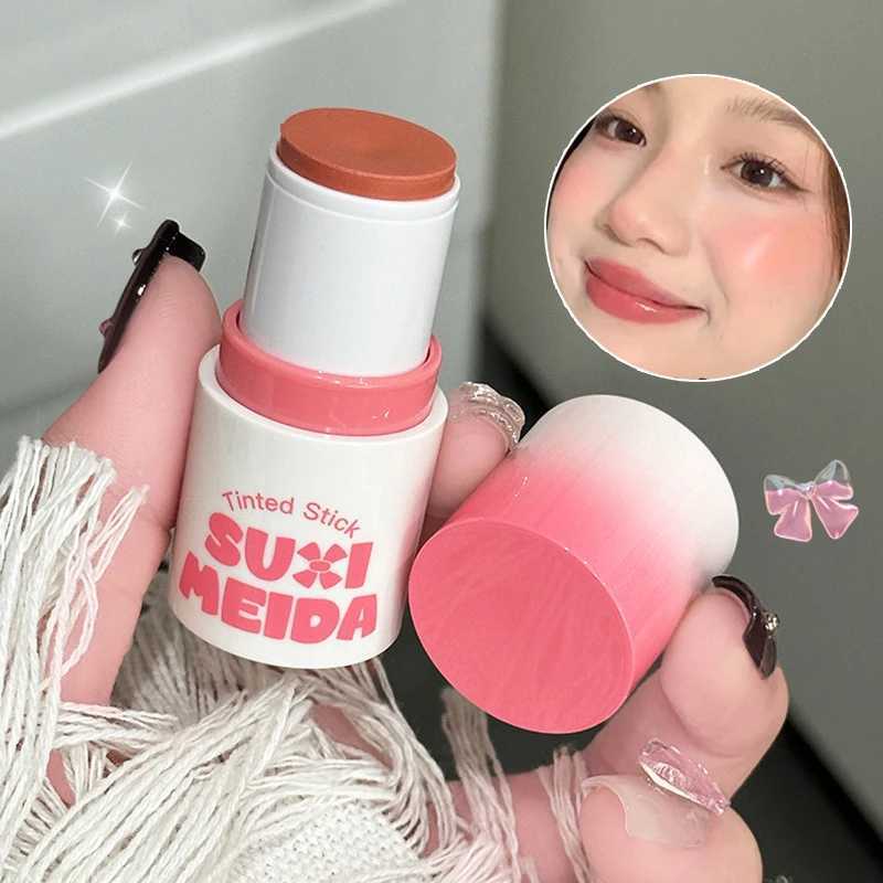 Water Light Blusher Stick Natural Nude Makeup Korean Brightening Low Saturation Cheek Rouge Waterproof Long-Lasting Blush CreamXJ250609