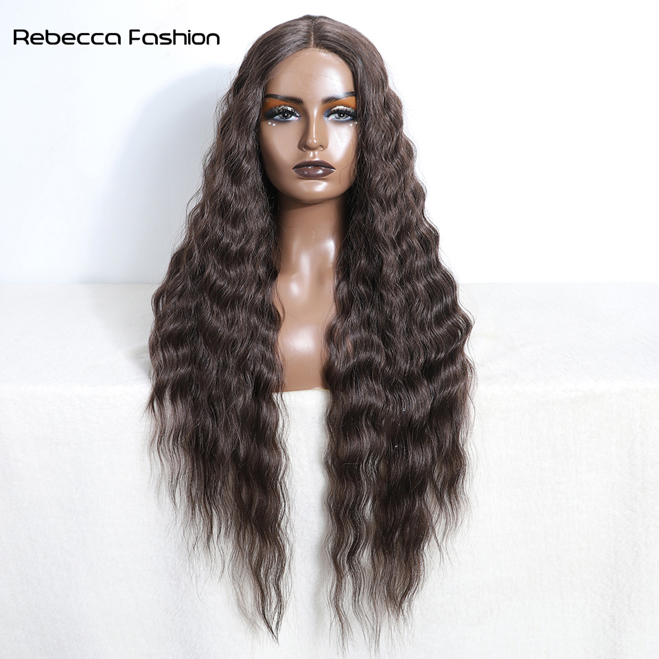 Rebecca Fashion Synthetic Ombre Blonde Ginger Wig for Women - Heat Resistant, Lace Front, Long Deep Wavy for Beach Cosplay