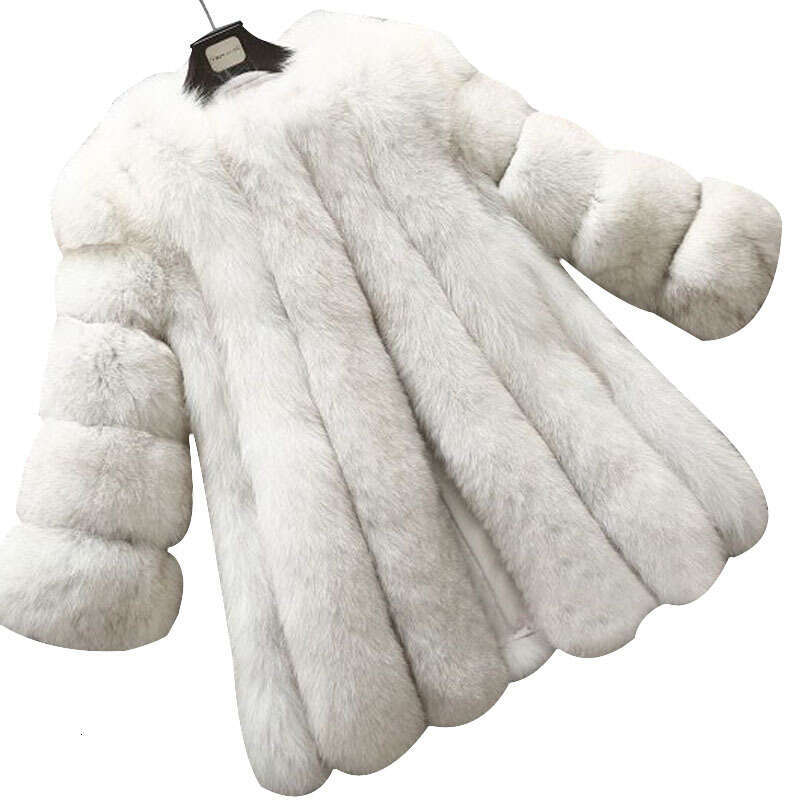 Faux For Women New Autumn Winter Fox Mid-Length Synthetic Fur Coat