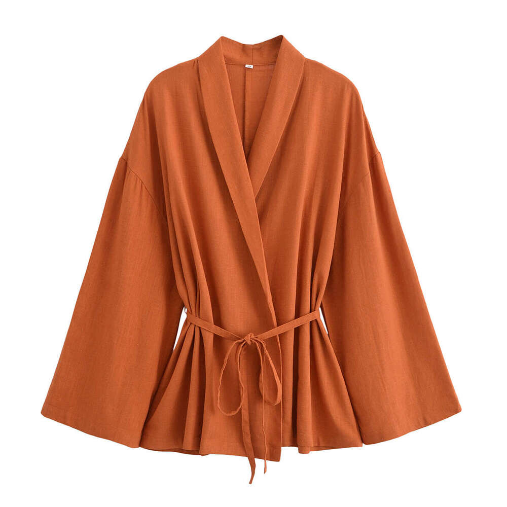 Spring New Style Textured Double Collar Kimono-Style Outerwear27734pants4391423 B5