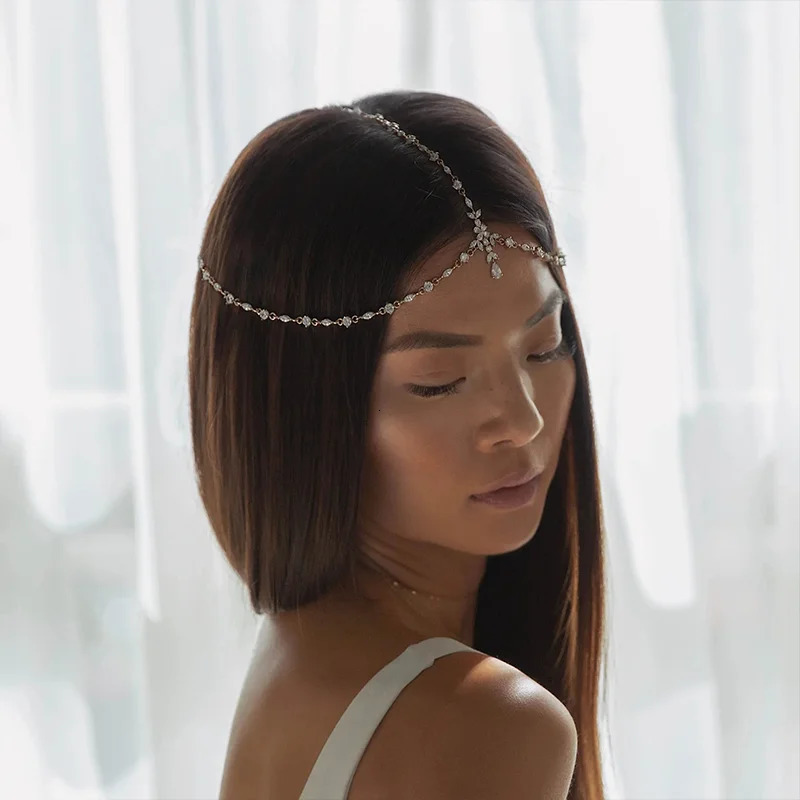 Stonefans Boho Rhinestone Leaf Forehead Head Chain for Women Bridal Wedding Crystals Headband Headpiece Jewelry Accessories 250610
