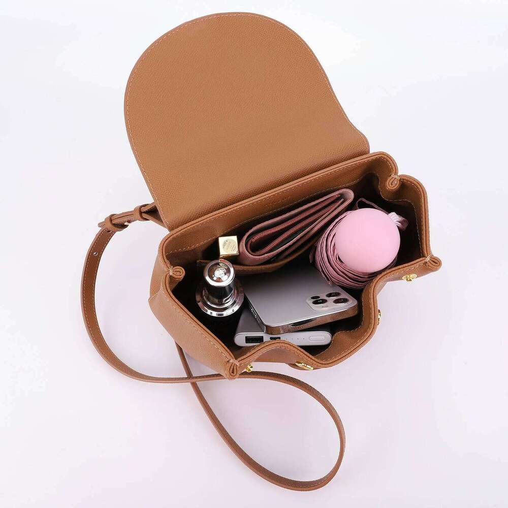 2023 French Cowhide Small Satchel Retro Trend Mini Crossbody Women Classic Solid Flap Top-Handle Bag Designer Handbag