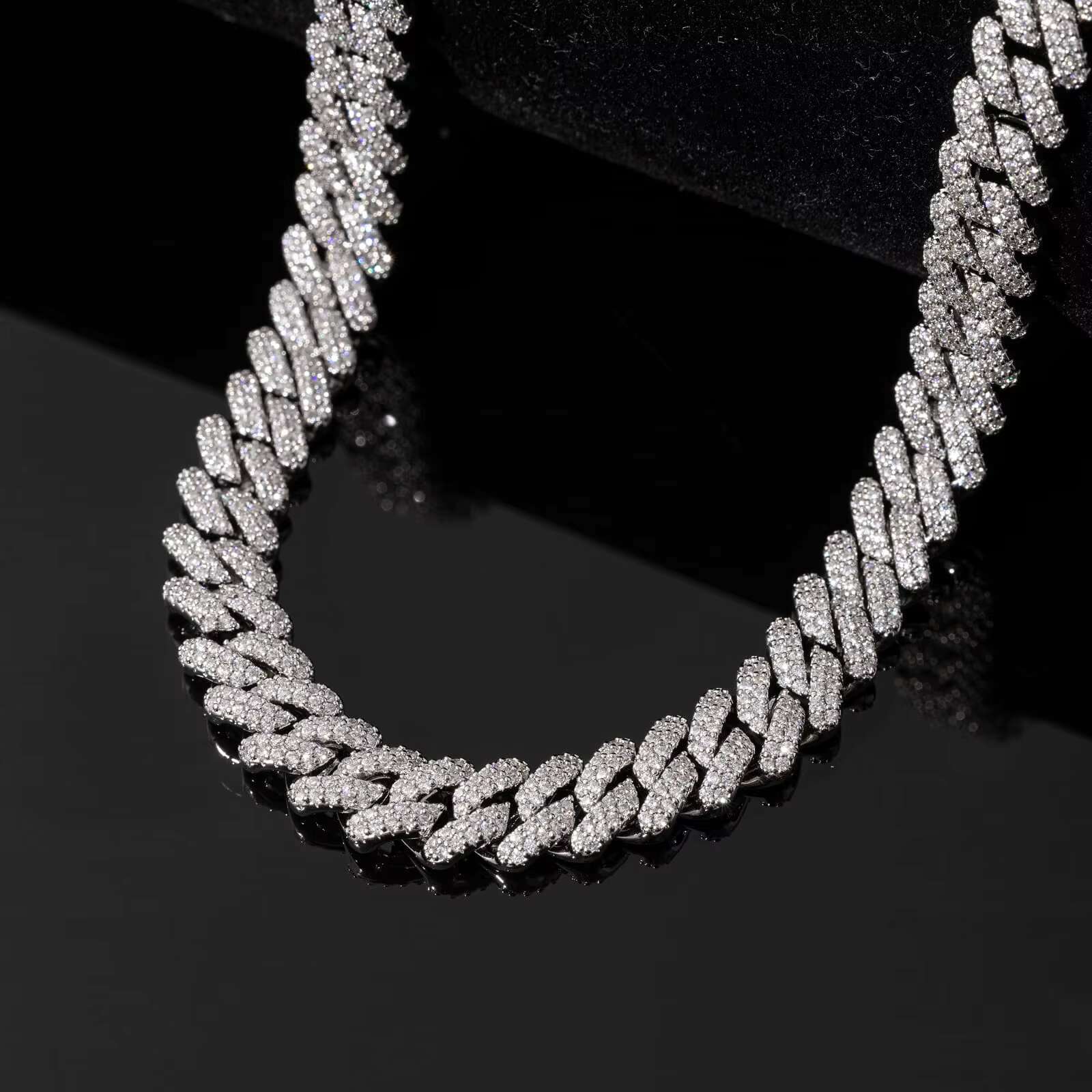 OACOCA 2 Rows Diamond 9mm Iced Out Small Cuban Chain Fashion Jewelry Necklace Brass 18K Gold Plated 3AShiny Necklace Women