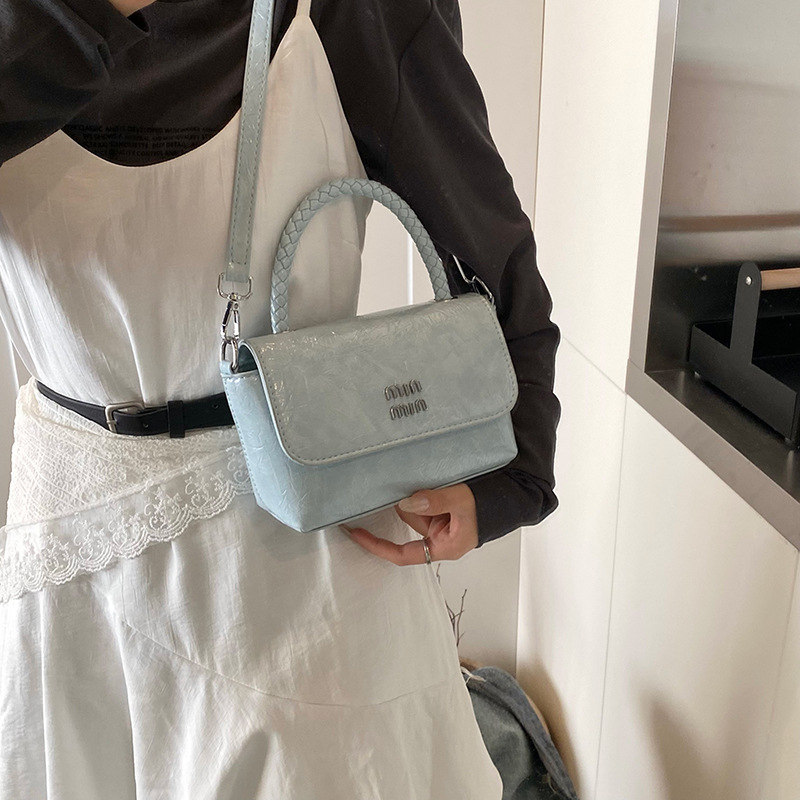 Premium Texture Minimalist Versatile Women Handheld Square Bag 2025 New Release Commuter Crossbody Bag Blue Silver