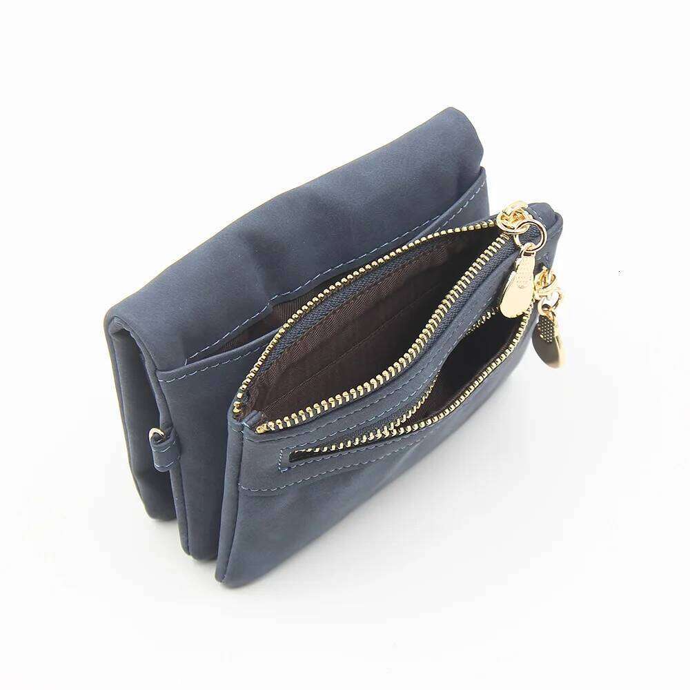 new European and American frosted double zipper buckle handbag multi-card folding high texture large capacit MASA