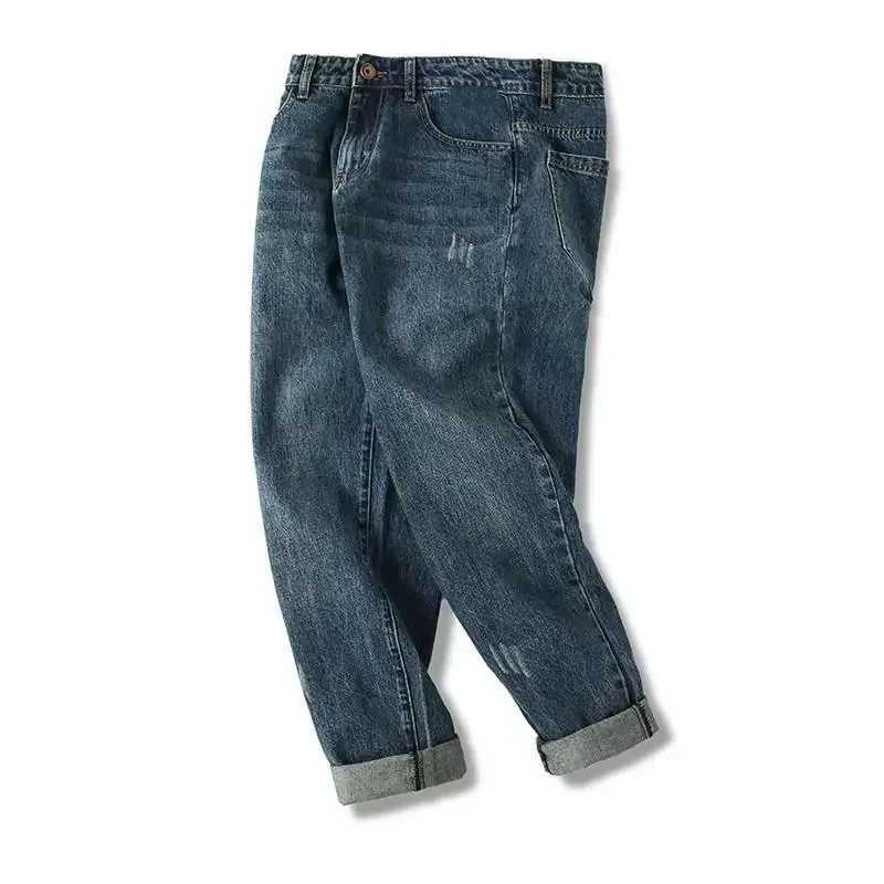 Mens Cowboy Pants Straight Mens Jeans Cropped Trousers Korean Fashion Y2k Vintage Y 2k Loose Cotton 2024 Autumn Stylish Luxury M250610