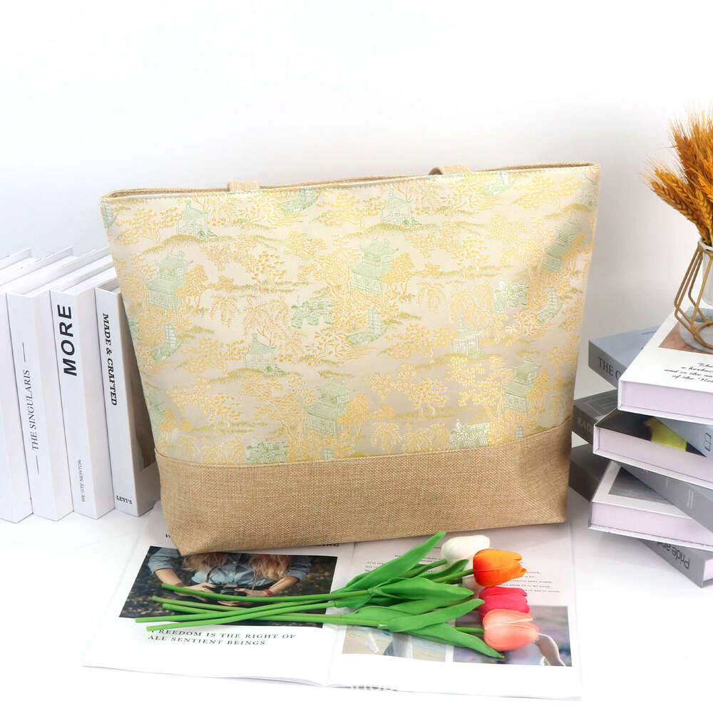 Canvas Work Commute High Aesthetic Landscape Tote Bag College Students Large Capacity Versatile Literary Style For Women