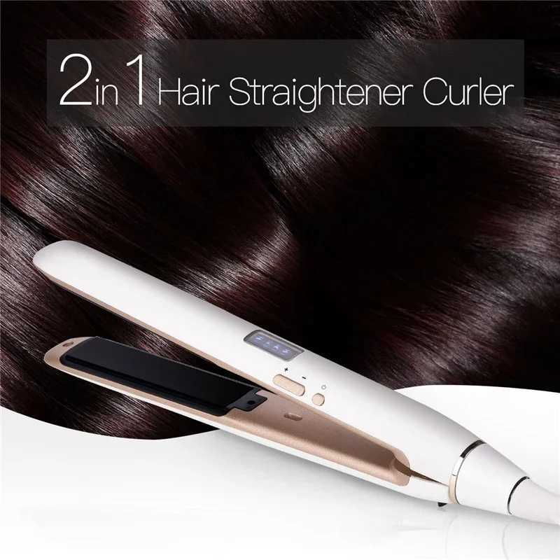 Professional Ceramic Hair Straightener LED Display Flat Iron 2 in 1 Hair Fast Straightening and Curling Irons Hair Styling Tools W250610