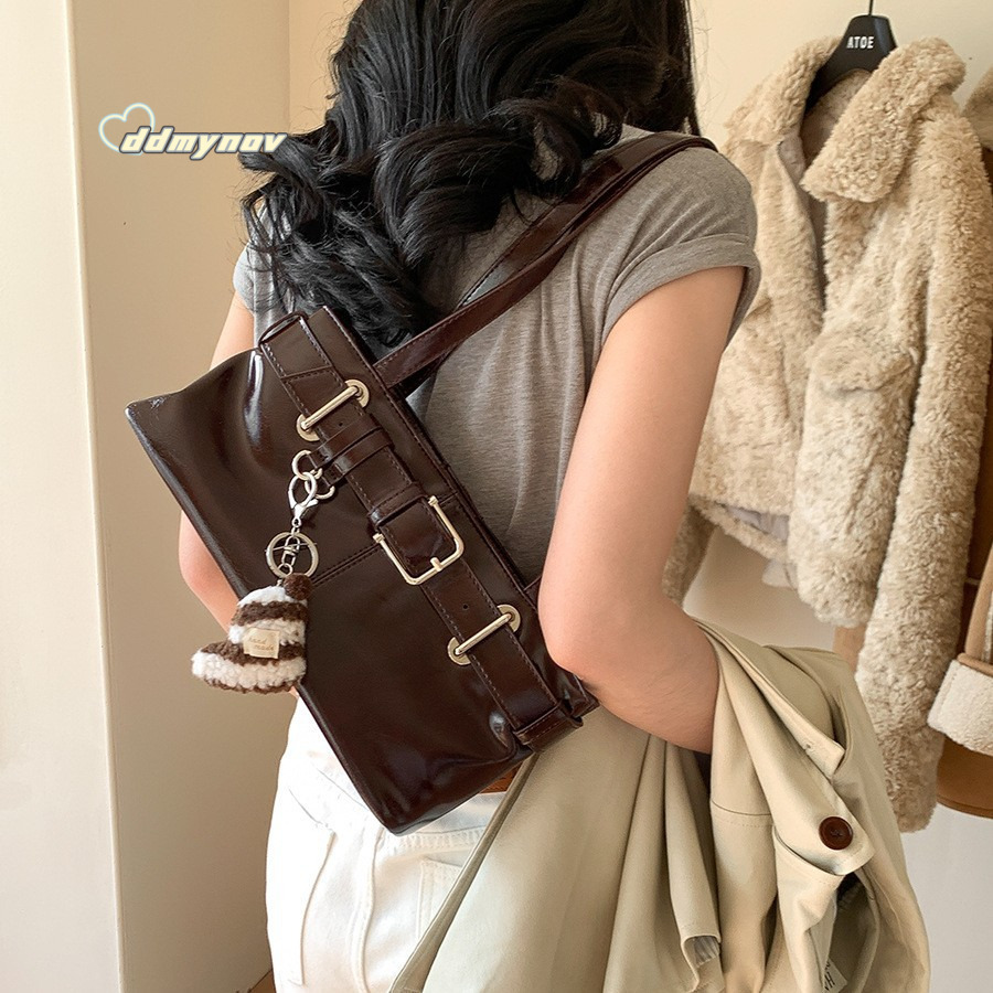 Korean Style New Women's Shoulder Unique Design Underarm High-end Sense Female Niche PU Fashion Handbag Small Square Bag ddmynov