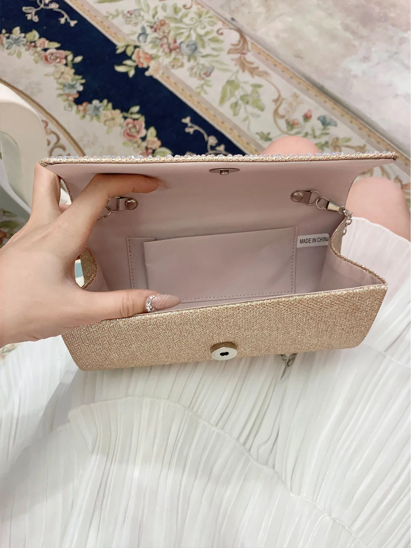 Elegant and fashionable sparkling rhinestone dinner bag exquisite and luxurious shoulder bag banquet party ball envelope bag 250606