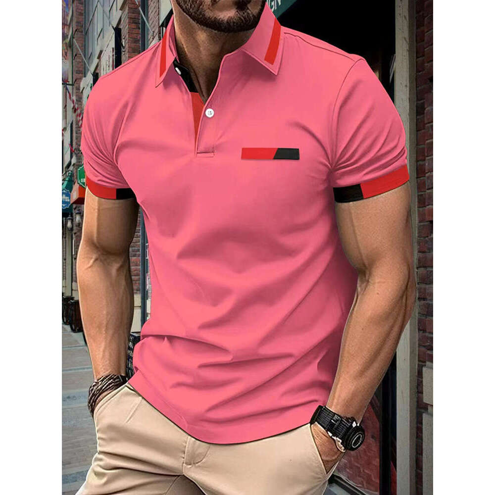 New Men's Casual Short Sleeve Polo Shirt With Multiple Colors And Turn-Down Collar B5