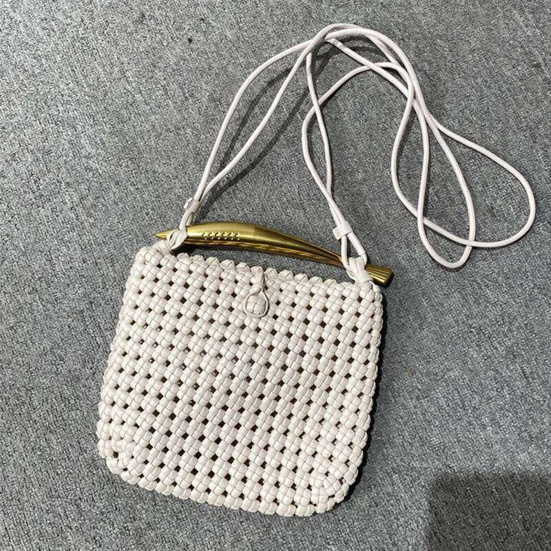 Hollow Out Small Square Weave Bags For Women Designer Handbags And Purses 2025 New In Casual Ladies Shoulder Crossbody