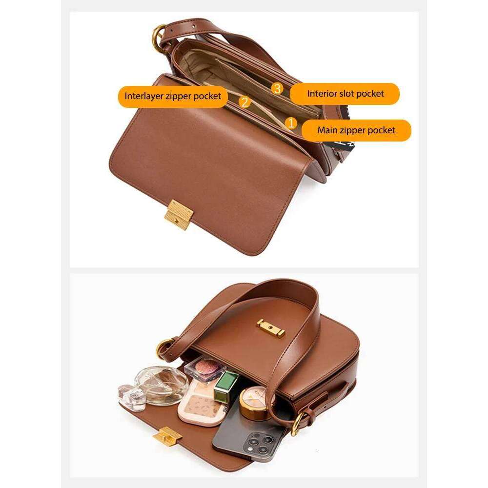 Zency Premium Design Armpit Women's Genuine Leather Handbag 2024 Spring Summer Fashion Square Bag Shoulder Crossbody Gift Ba