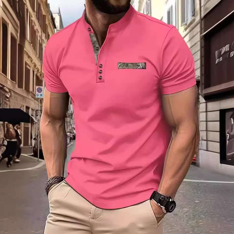 Clothing Summer New Men's Casual Stand Collar Short Sleeve Polo Shirt B5